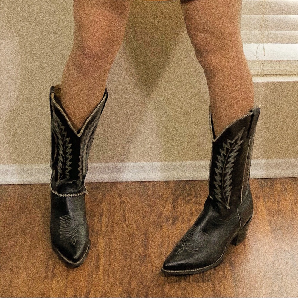 VINTAGE BLACK COW GIRL BOOTS